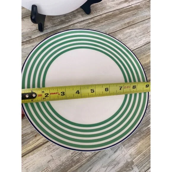 Kate Spade Lenox Wickford Felix Street Green Stripe Dinner Plates Set of 2 - Picture 8 of 8